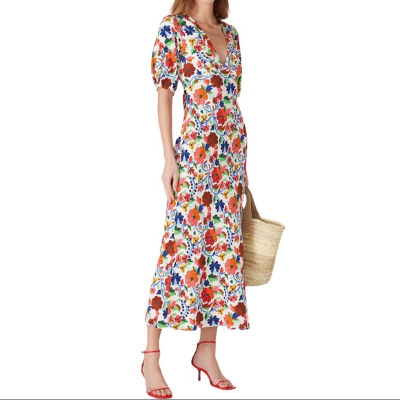 RIXO | Dresses | Like New Rixo Steph Floral Cutout Midi Dress | Poshmark